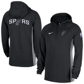 San Antonio Spurs Authentic On Court Zone Quarter-Zip Dri-FIT Hoodie Jacket Black | Nike Lifestyle