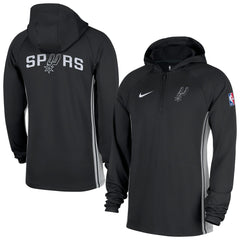 San Antonio Spurs Authentic On Court Zone Quarter-Zip Dri-FIT Hoodie Jacket Black | Nike Lifestyle