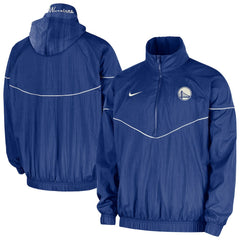 Golden State Warriors Courtside Windrunner Woven Half-Zip Hooded Jacket for sale Royal | Nike Near Me