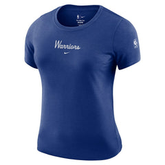 Golden State Warriors Women's Courtside Modest Cropped Tri-Blend T-Shirt for sale Royal | Nike US