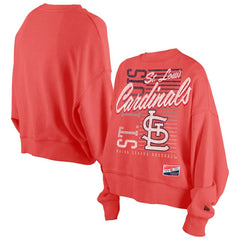 St. Louis Cardinals New Era Women's Boxy Mineral Wash Dolmen Sleeve Cropped Sweatshirt - Red - New Era Sale