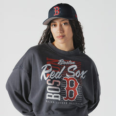 Boston Red Sox New Era Women's Boxy Mineral Wash Dolmen Sleeve Cropped Sweatshirt - Navy - New Era Online