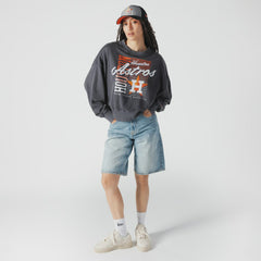 Houston Astros New Era Women's Boxy Mineral Wash Dolmen Sleeve Cropped Sweatshirt - Navy - New Era Online