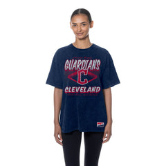Cleveland Guardians New Era Women's Mineral Wash Oversized T-Shirt - Navy - New Era on Sale