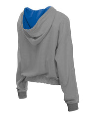 New York Mets New Era Women's Reversed Out French Terry Quarter-Zip Banded Crop Hoodie - Heather Gray - New Era Online