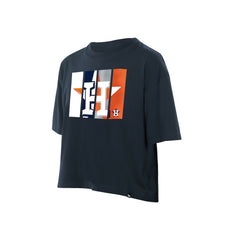 Houston Astros New Era Women's Boxy Foil Logo T-Shirt - Navy - New Era Sale