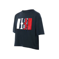 Boston Red Sox New Era Women's Boxy Foil Logo T-Shirt - Navy - New Era on Sale