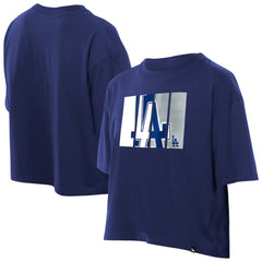 Los Angeles Dodgers New Era Women's Boxy Foil Logo T-Shirt - Royal - New Era on Sale