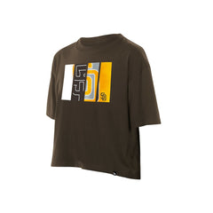 San Diego Padres New Era Women's Boxy Foil Logo T-Shirt - Brown - New Era Lifestyle