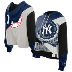 New York Yankees New Era Women's Upcycled Color Block Cropped Boxy Hoodie - New Era Discount