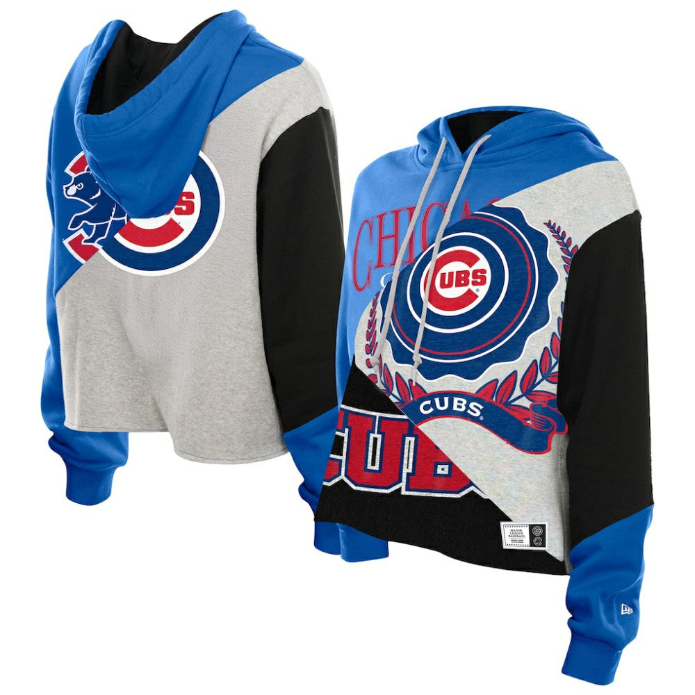 Chicago Cubs New Era Women's Upcycled Color Block Cropped Boxy Hoodie - New Era Lifestyle