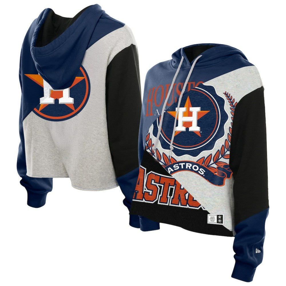 Houston Astros New Era Women's Upcycled Color Block Cropped Boxy Hoodie - New Era on Sale