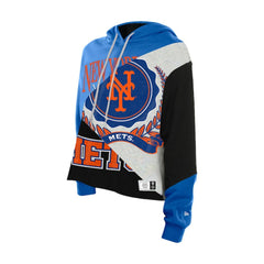 New York Mets New Era Women's Upcycled Color Block Cropped Boxy Hoodie - New Era Sale