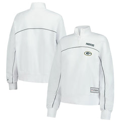 New Era Green Bay Packers Female Adult White Functional Fandom Quarter-Zip Sweatshirt