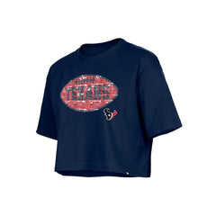 Houston Texans New Era Girl's Flip Sequin Boxy T-Shirt Navy