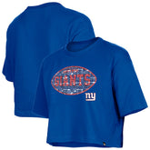 New York Giants New Era Girl's Flip Sequin Boxy T-Shirt Royal