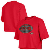 San Francisco 49ers New Era Girl's Flip Sequin Boxy T-Shirt Scarlet