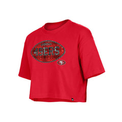 San Francisco 49ers New Era Girl's Flip Sequin Boxy T-Shirt Scarlet