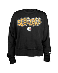 Pittsburgh Steelers New Era Girl's Flip Sequin Sweatshirt Black