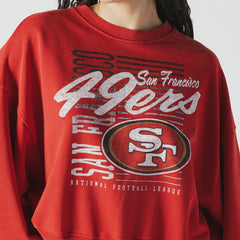 San Francisco 49ers New Era Women's Oversized Throwback Mineral Wash Crew Neck Sweatshirt Scarlet
