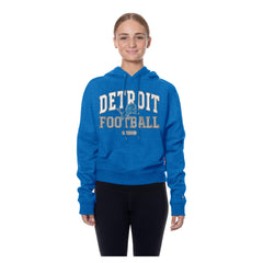 Detroit Lions New Era Women's Throwback Boxy Hoodie Sweatshirt Blue