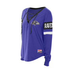 Baltimore Ravens New Era Women's Throwback Lace-Up Long-Sleeve T-Shirt Purple