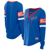 Buffalo Bills New Era Women's Throwback Lace-Up Long-Sleeve T-Shirt Royal