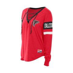Atlanta Falcons New Era Women's Throwback Lace-Up Long-Sleeve T-Shirt Red
