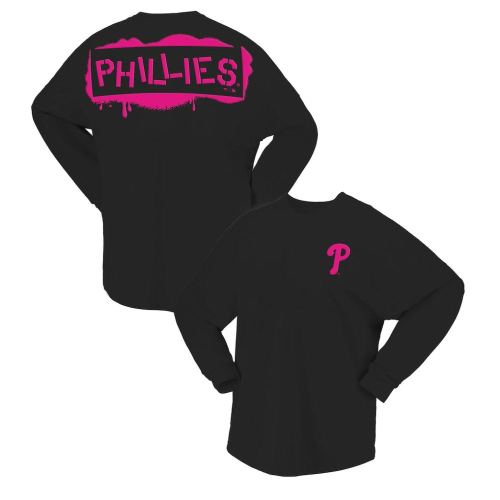 Philadelphia Phillies Fanatics Women's Neon Jersey Long Sleeve T-Shirt - Black - Fanatics on Sale