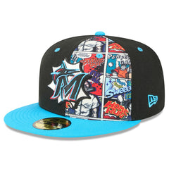 Miami Marlins New Era 2025 MLB Diamond Hero Edition 59FIFTY Fitted Hat - Black/Blue - New Era Lifestyle