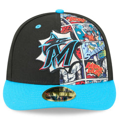 Miami Marlins New Era 2025 MLB Diamond Hero Edition Low Profile 59FIFTY Fitted Hat - Black/Blue - New Era Sale