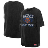 New York Knicks Women's Throwback Mineral Wash Oversized T-Shirt Black | New Era Lifestyle