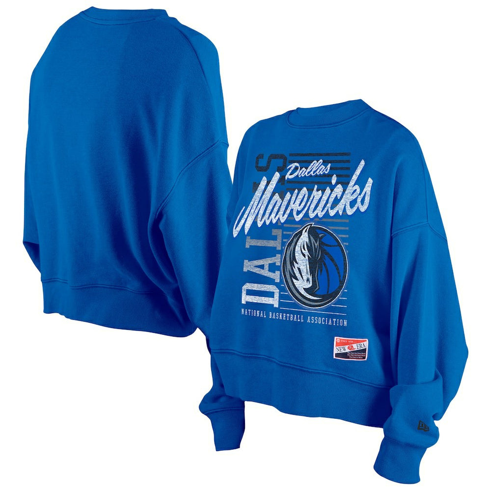 Dallas Mavericks Women's Boxy Throwback Mineral Wash Sweatshirt for sale Blue | New Era for sale