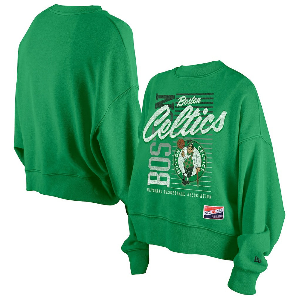Boston Celtics Women's Boxy Throwback Mineral Wash Sweatshirt Kelly Green | New Era Lifestyle