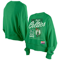 Boston Celtics Women's Boxy Throwback Mineral Wash Sweatshirt Kelly Green | New Era Lifestyle