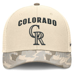 Colorado Rockies Nike Camo Natural Pack Rise Adjustable Trucker Hat - Natural - Nike Online
