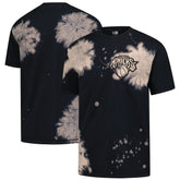 New York Knicks Injection Bleached Out Raw Edge Oversized T-Shirt Black | New Era online