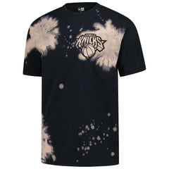 New York Knicks Injection Bleached Out Raw Edge Oversized T-Shirt Black | New Era online