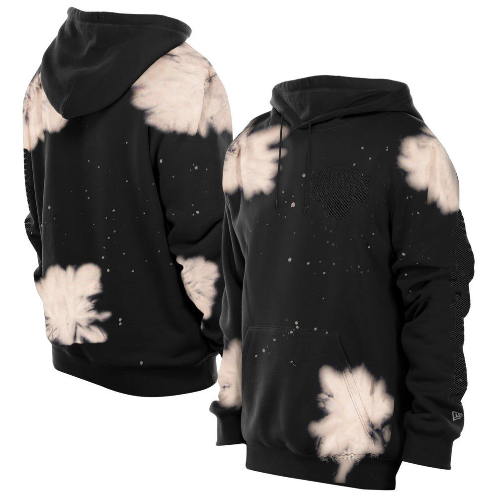 New York Knicks Injection Bleached Out Raw Edge Hoodie Black | New Era
