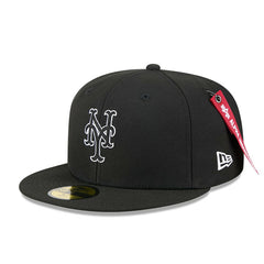 New York Mets New Era x Alpha Industries 59FIFTY Fitted Hat - Black - New Era Lifestyle