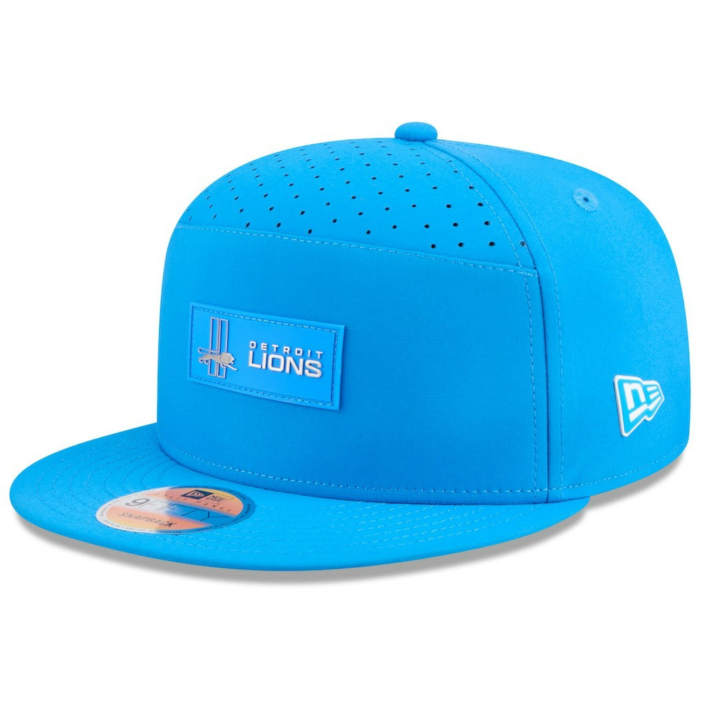 Detroit Lions New Era 2025 Sideline Throwback Split Panel 9FIFTY Snapback Hat Blue
