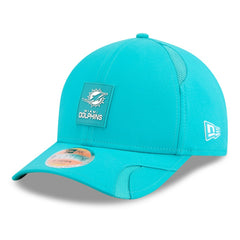 Miami Dolphins New Era 2025 Sideline M-Crown 9FORTY Adjustable Hat Aqua