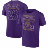 LeBron James Los Angeles Lakers Ugly Sweater Name & Number T-Shirt Purple