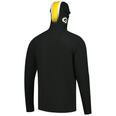 Green Bay Packers New Era Functional Fandom Balaclava Helmet Stripe Tri-Blend Hoodie Black