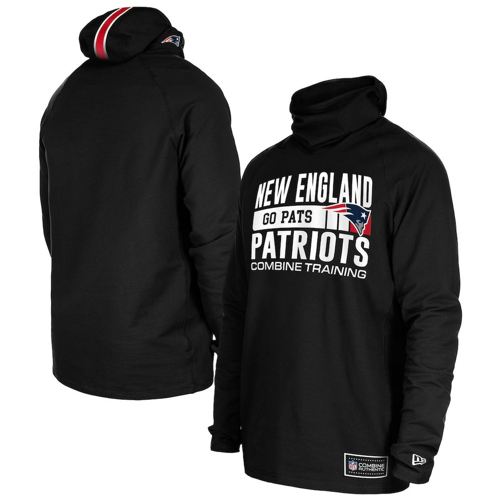 New England Patriots New Era Functional Fandom Balaclava Helmet Stripe Tri-Blend Hoodie Black