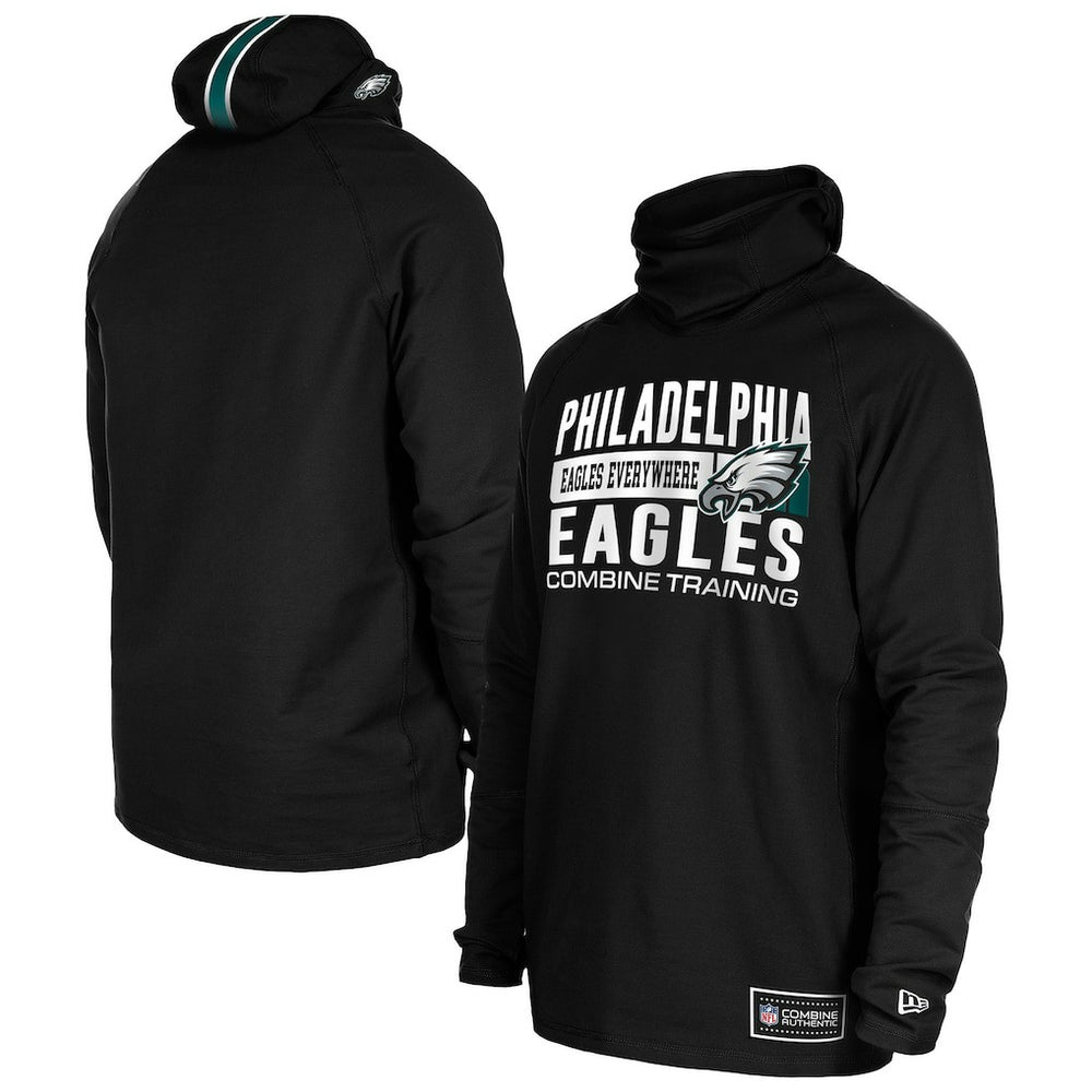 Philadelphia Eagles New Era Functional Fandom Balaclava Helmet Stripe Tri-Blend Hoodie Black