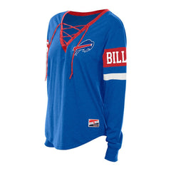 Buffalo Bills New Era Women's Plus Size Throwback Lace-Up Long Sleeve T-Shirt Blue