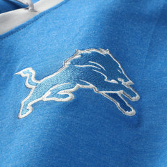 Detroit Lions New Era Women's Plus Size Throwback Lace-Up Long Sleeve T-Shirt Blue