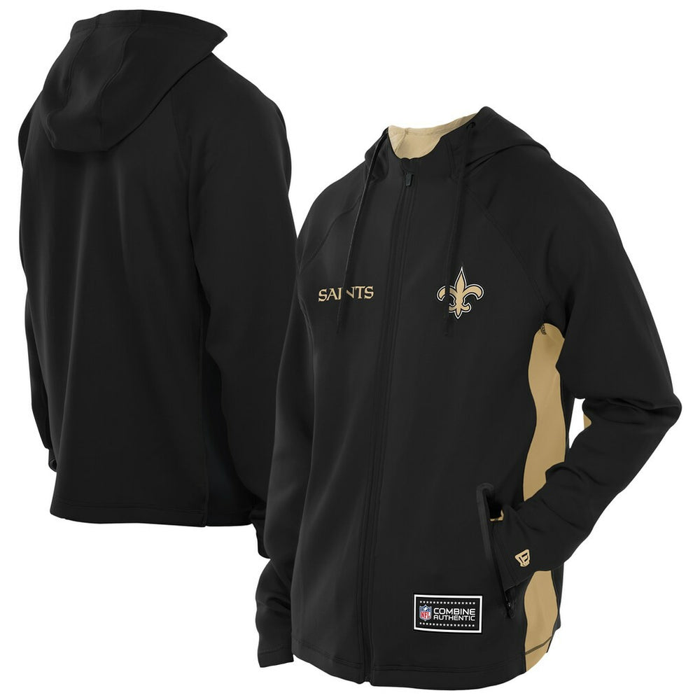 New Orleans Saints New Era Combine Authentic Raglan Scuba Full-Zip Hoodie Black