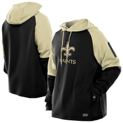 New Orleans Saints New Era Combine Authentic Color Block Raglan Pullover Hoodie Black